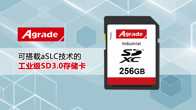 Agrade睿達可搭載aSLC技術的工業級SD3.0存儲卡 ，效能與壽命兼顧